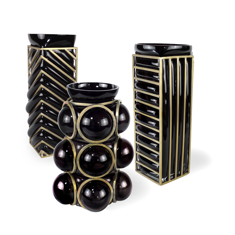 Vase STRIPE Black & Gold